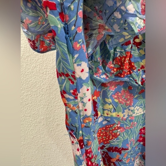 NWT Abel the Label ATL Candy Florals Blue Floral Sleeveless Midi Ruffle Dress S - Picture 12 of 16